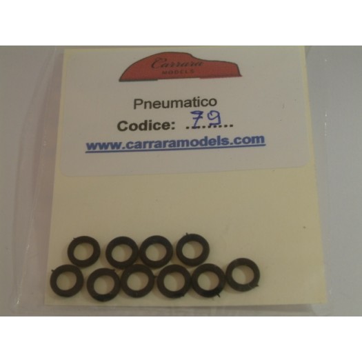 CM-P79 n° 10 Pneumatico in gomma battistrada rigato misure DE 8 x DI 5,5 x L 2 - scala 1:87